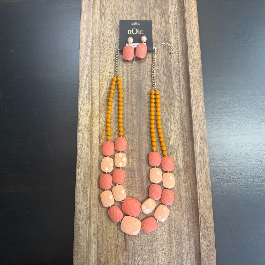 Nwt Noir Necklace And Earring Chunky Bead Statement Set